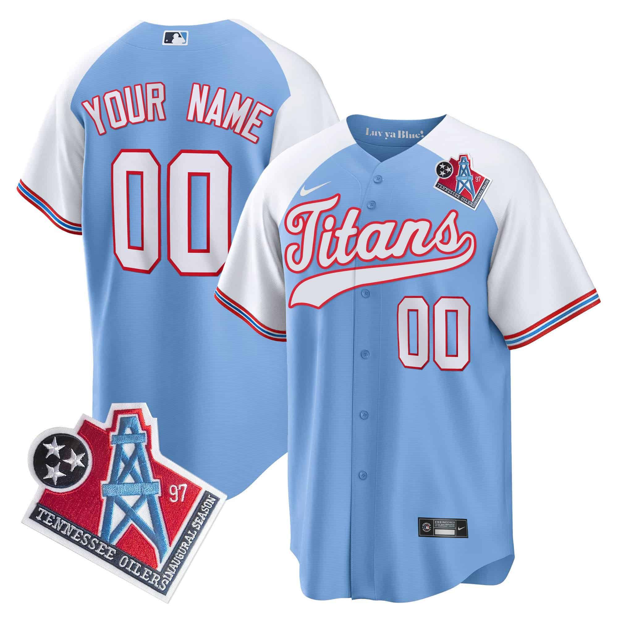 Men Tennessee Titans Light Blue Nike 1997 Throwback Limited Cool Base Custom NFL Jersey style 1